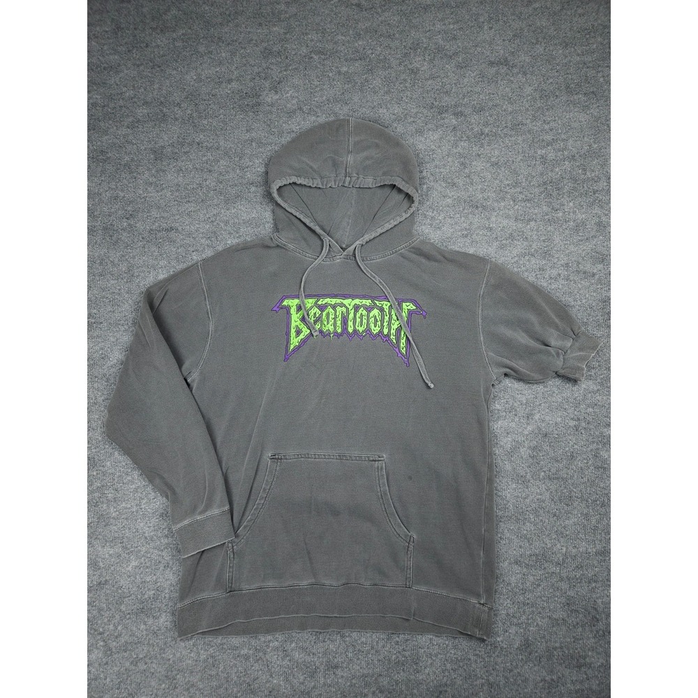Beartooth Hoodie Men's XL Gray Spellout Faded *ONE SLEEVE SHORTENED!*